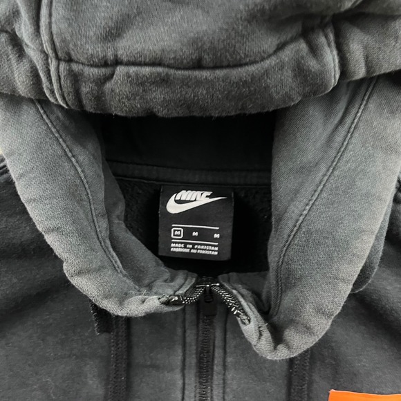 Nike Mens Just Do It Full Zip Hoodie Black Orange Patch BV5080-010 Medium - Picture 3 of 9